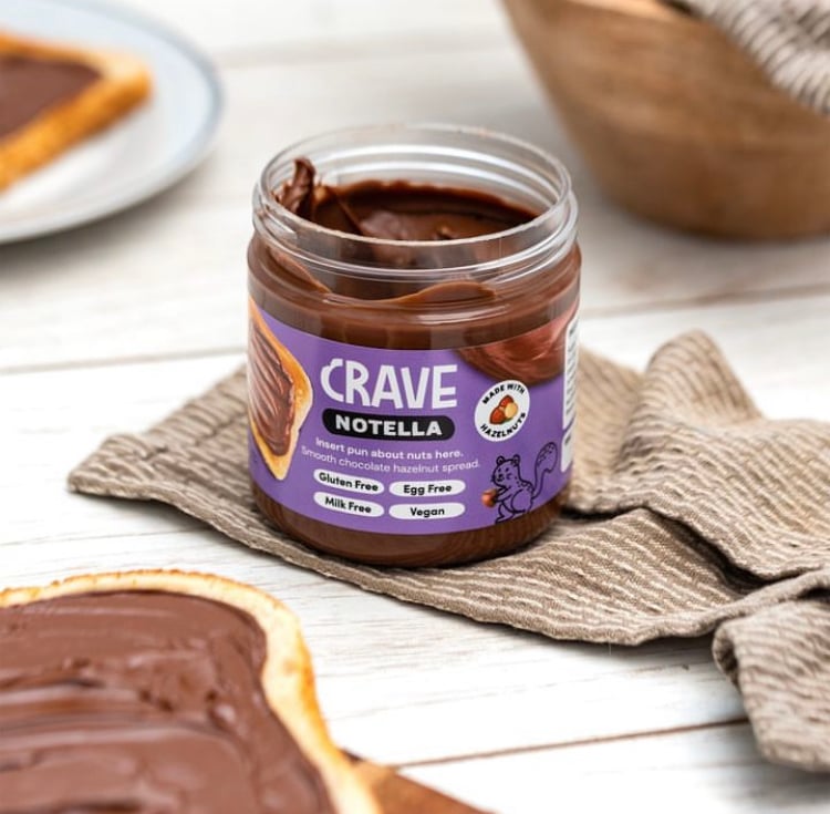 New vegan food Crave Notella chocolate spread that is sold in the UK