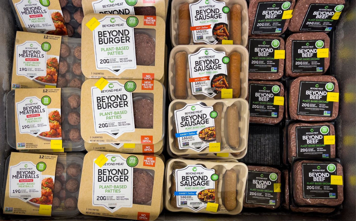 A selection of plant-based 'meats' in a supermarket